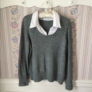 Soft grey sweater over white shirt - attached.